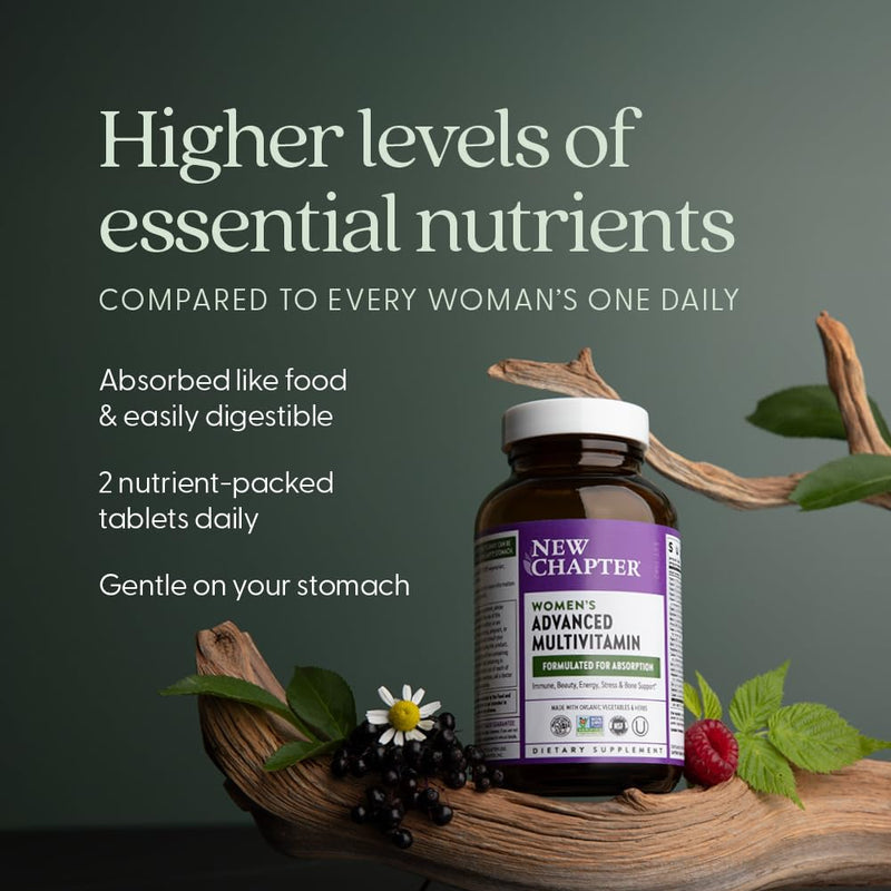 New Chapter Women's Advanced Multivitamin Formula, 72 Count | Fermented Essential Nutrients with Iron and Vitamin D3 for Stress, Bone, Immune, Beauty, and Energy Support for Women 72 Count (Pack of 1)
