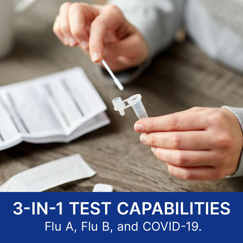 CorDx TyFast at Home Flu A/B & COVID-19 Multiplex Rapid Test Kit, Easy, Accurate, Fast Results in 10 Minutes, 3 in 1 Combo Kit, 2 Tests