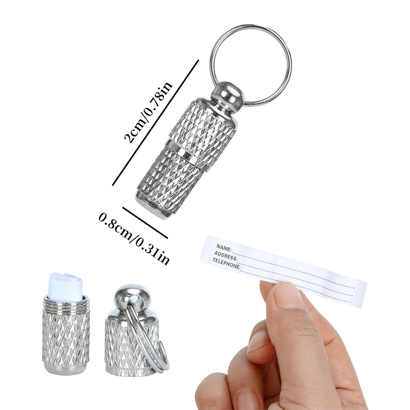 Grenhaven Address Tag Address Tube ID Tag Animal Tag Collar Waterproof Pendant for Dogs and Cats Address Capsule Cat Collar Dog Collar Ultra Light, XXS, Silver - BeesActive Australia
