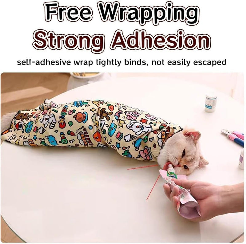 Cat Grooming Wrap, Cat Wrap, Cat Blanket Wrap, Self-Adherent, Anti-Bite, Anti-Scratch, Anti-Escape Restraint, Cat Wrap for Cutting Nails (B, 21.7 * 21.7 in（Within 11.1lbs）) B 21.7*21.7 in（Within 11.1lbs） - BeesActive Australia