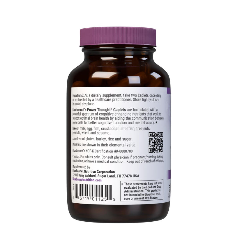 BlueBonnet Nutrition Power Thought Nootropic Brain Support with | L Tyrosine for Daily Focus; Non-GMO, Gluten-Free 90 Count (Pack of 1)