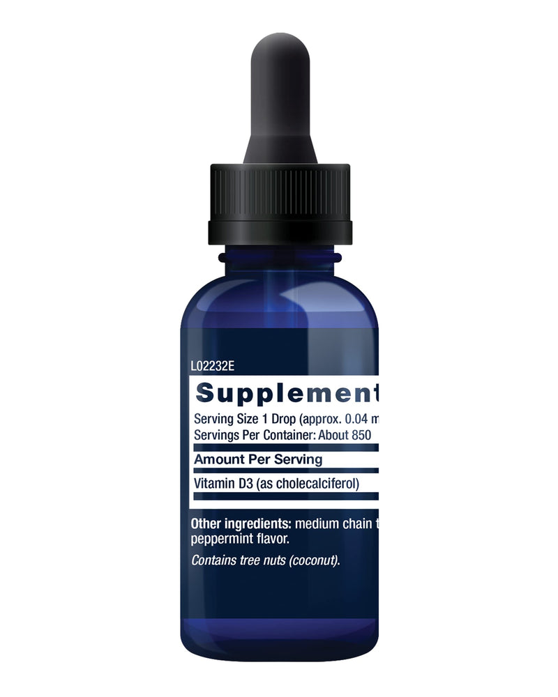 Life Extension Liquid Vitamin D3 (Mint), 50 mcg (2000 IU), Immune System Support, Bone Health, Whole-Body Health, Tasty Peppermint Flavor, Gluten Free, Non-GMO, 29.57 ml