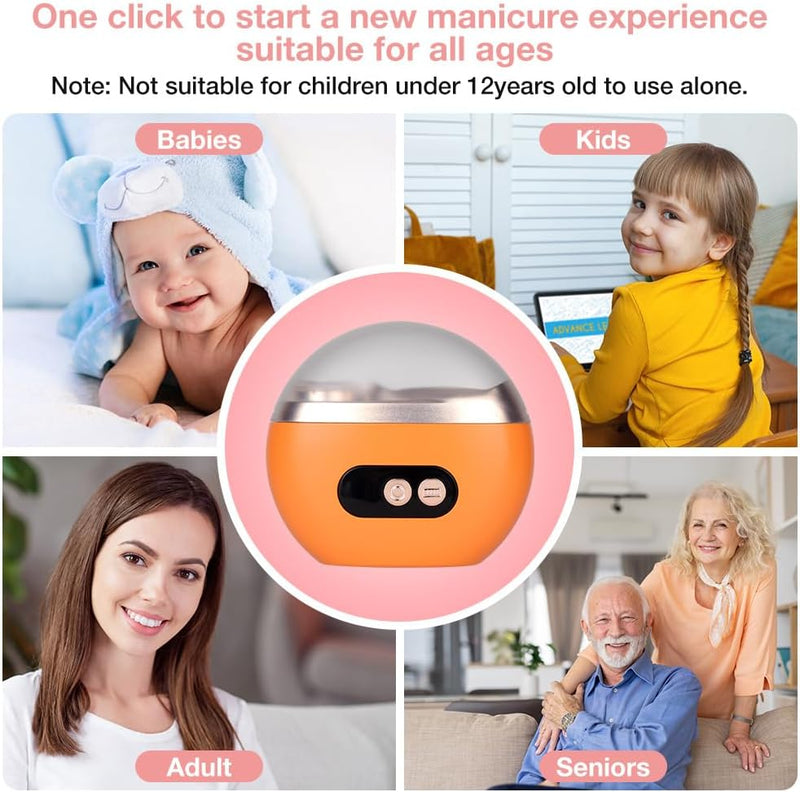 Electric Nail Clipper, Upgraded 2 in 1 Nail File Trimmer with Polishing, 3 Speeds Baby Nail Clipper Electric with LED Light and Nail Clip Storage (White-Orange) White-Orange - BeesActive Australia
