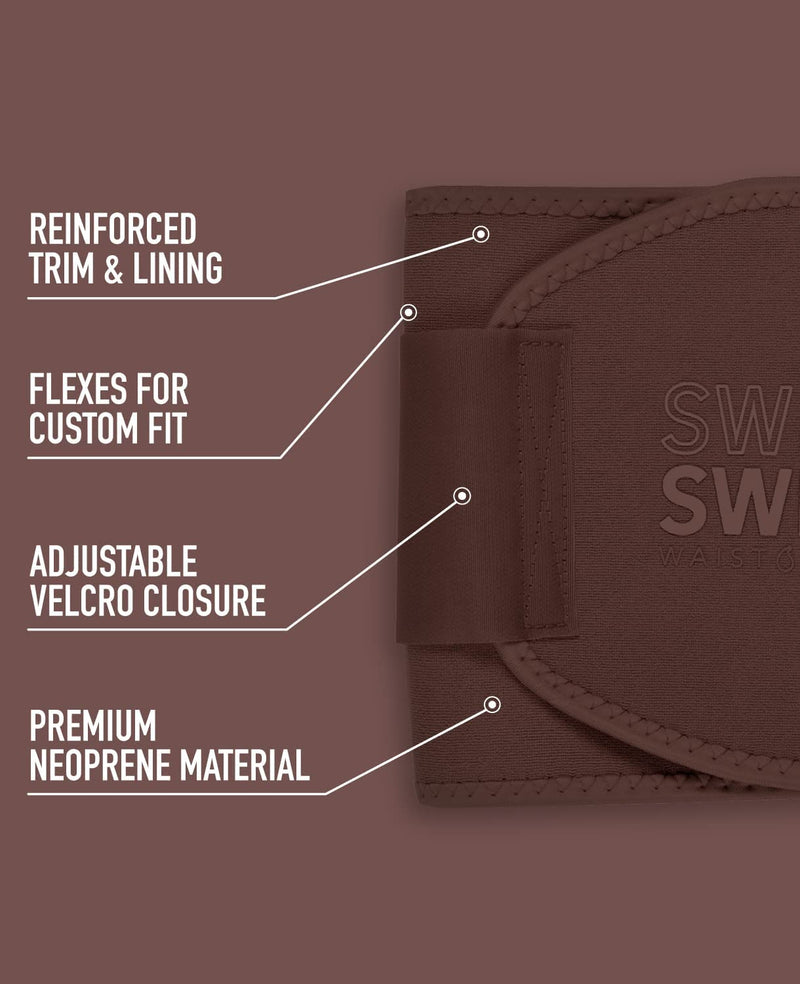 Sweet Sweat Waist Trimmer Toned Series - Premium Sweat Enhancing Fitness Belt for Women & Men - 5 Adjustable Sizes Large Terra