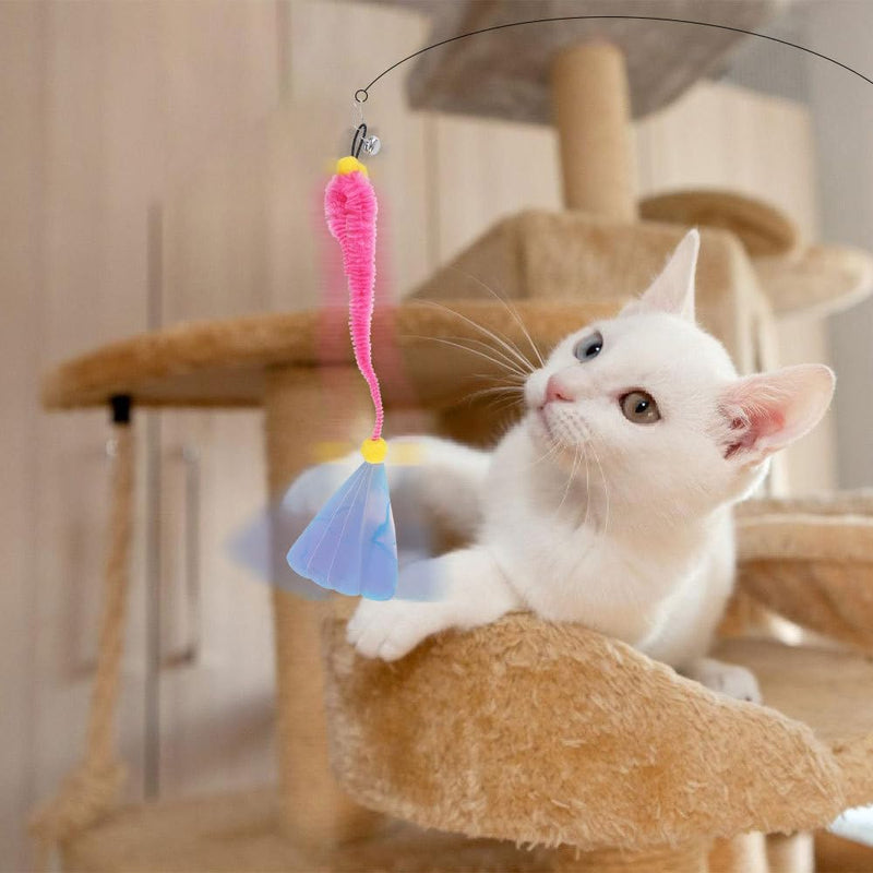 MiOYOOW Cat Wand Toy Refills, 6PCS Sequins Cat Insect Toy Interactive Cat Wand Replacement with Bells for Indoor Cats Kittens - BeesActive Australia