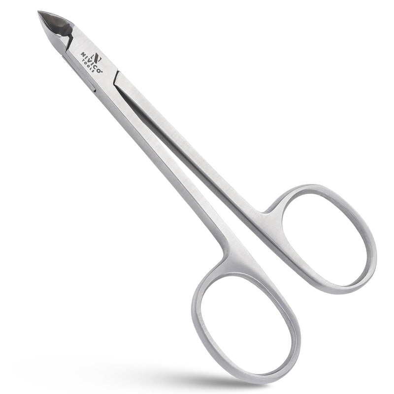 NIVICO Cuticle Nipper with Rings, 10cm, 5mm Tip, Cuticle Trimmer - Satin Finish Podiatry Cuticle Nippers for Manicure & Pedicure Professional Cuticle Remover Tool