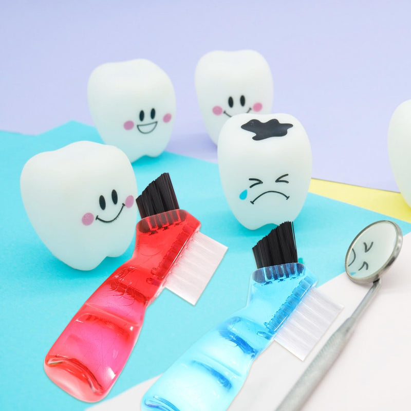 Healifty 4pcs Denture Toothbrush Electric Toothbrushes Denture Care Brush Personal Mini Dual Head Toothbrush Electric Denture Brush Toothbrush Small Paintbrush Double Head Plastic - BeesActive Australia