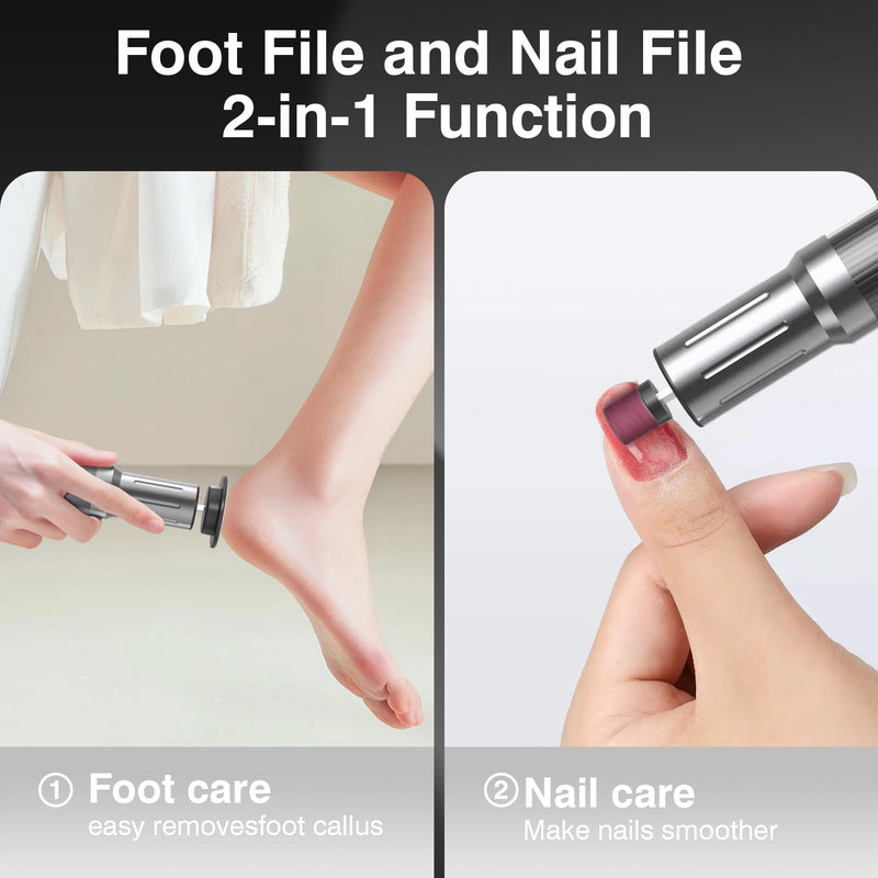 Electric Foot Callus Remover,2 in 1 Cordless Rechargeable Foot File & Nail Sander,6 Adjustable Speeds,40 Sanding Bands, 1200mAh Battery,Ergonomic 5.9" Handle,Travel Essentials - BeesActive Australia