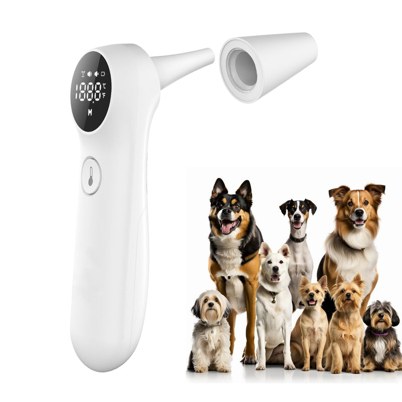 Pet Ear Thermometer for Dogs and Livestock - Includes 20 Pet Swabs, Suitable for Dogs, Cats, Infrared Fast and Accurate Canine Temperature Monitor - Switches ℉ and ℃ - BeesActive Australia