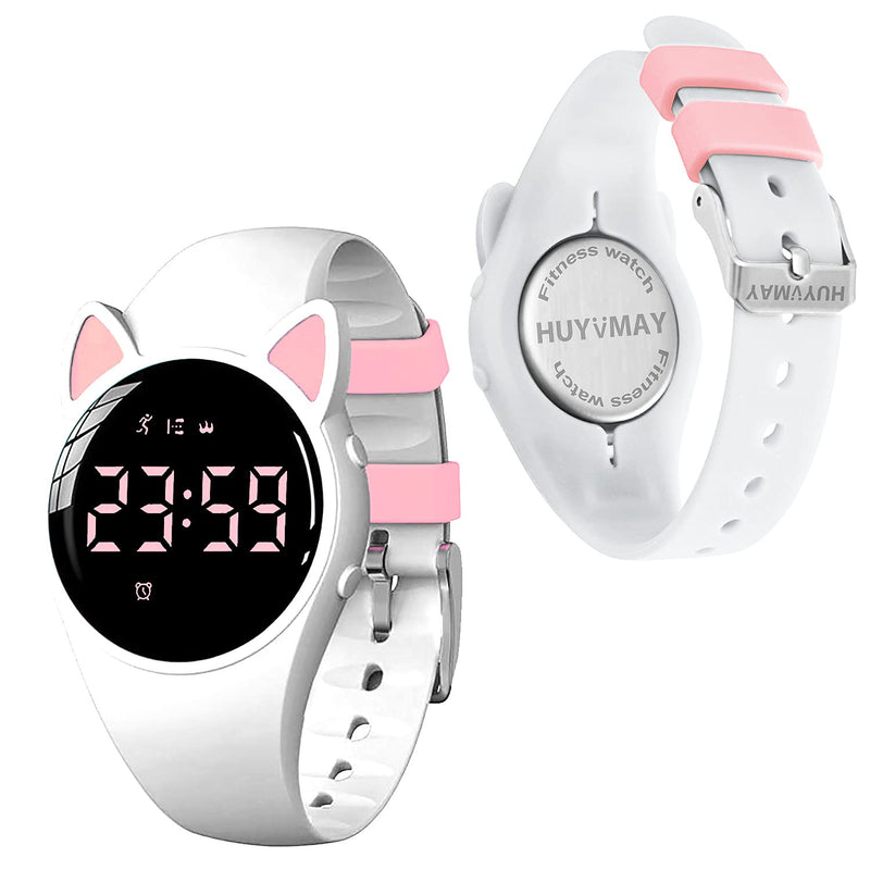 Fitness Tracker Pedometer Watch, No App No Phone Required, USB Charge 1 Hour for 20 Days Use, IP68 Waterproof Digital Watch with Alarm Clock Timer Distance Step Tracker for Kid Teen Boys Girls White+Pink - BeesActive Australia