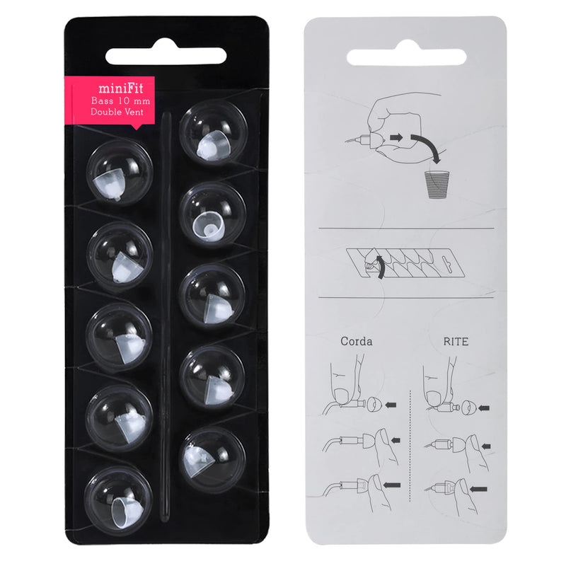 LA FEE Hearing Aid Domes for Oticon Minifit Bass 10mm Double Vent (3 Pack), Universal Domes for Oticon Hearing Aid Supplies