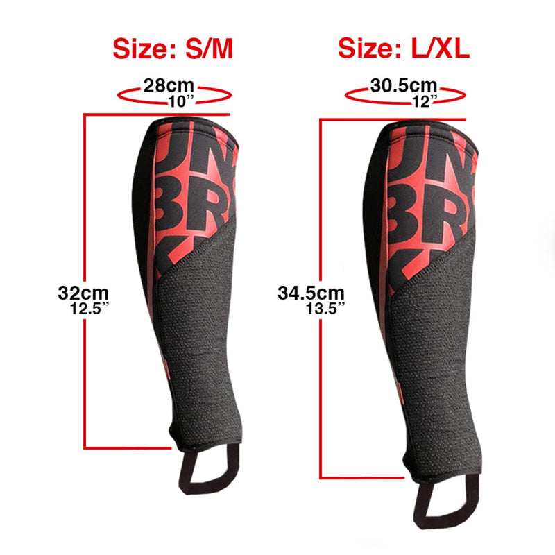 UNBROKENSHOP Shin Sleeves Pro Red 7mm Neoprene, Weightlifting, Deadlift, Rope Climb, Box Jumps for Men and Women, Single Large-X-Large