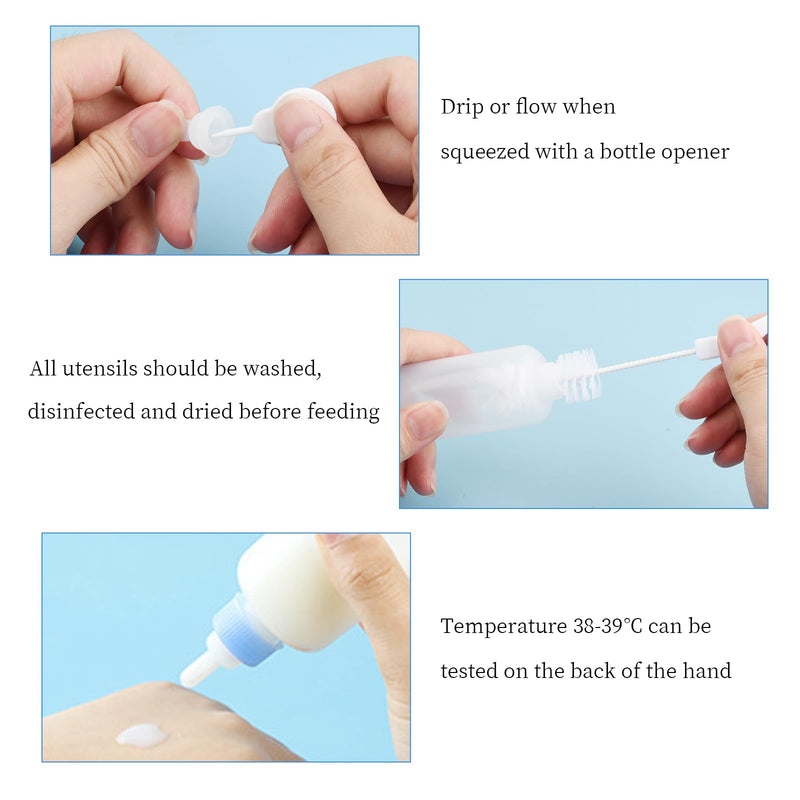 Dokeno 2 pcs 50 ml silicone small milk bottle pet set for pets, rearing bottle with cleaning brush and pacifier, bottle set pets for newborns, kittens, puppies, rabbits, squirrels - BeesActive Australia