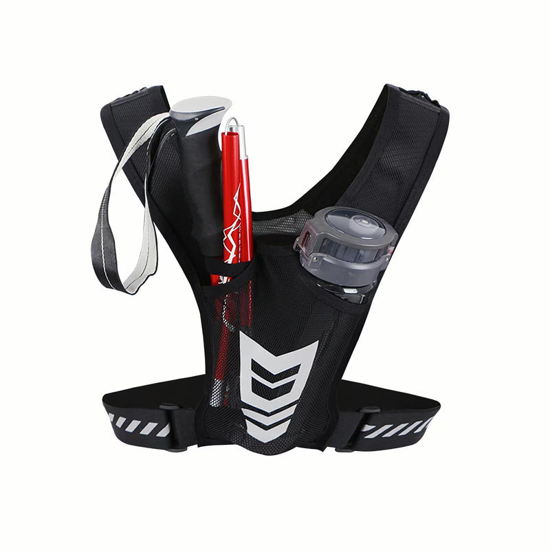 Running Vest with Phone Pocket Lightweight Adjustable Reflective Jogging Vest Marathon Run Vest with Pockets for Women Men with Headband Black