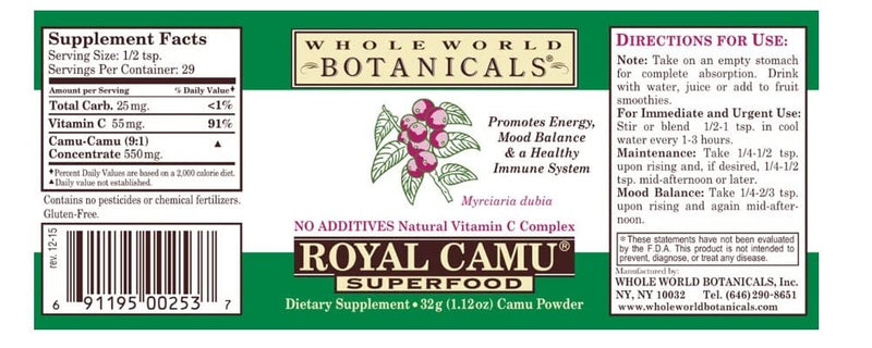 Royal Camu Camu Powder, Whole Fruit Dark Powder | Natural Vitamin C Source