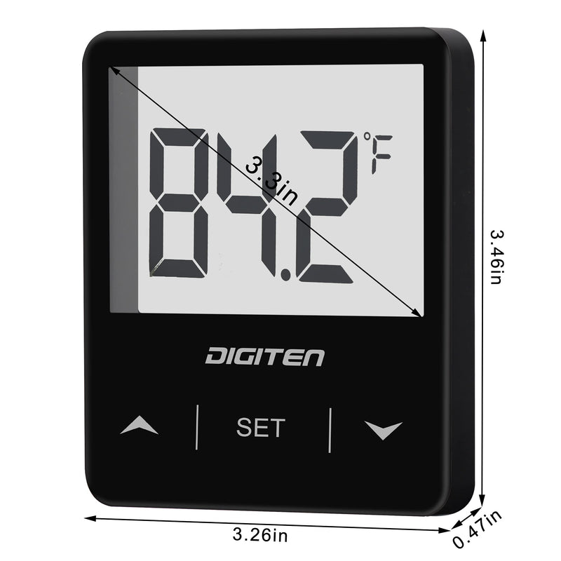 DIGITEN Aquarium Thermometer Digital Fish Tank Thermometer with Large LCD Display Stick On Water Terrarium Temperature Sensor Gauge for Reptiles Turtle Amphibians Black