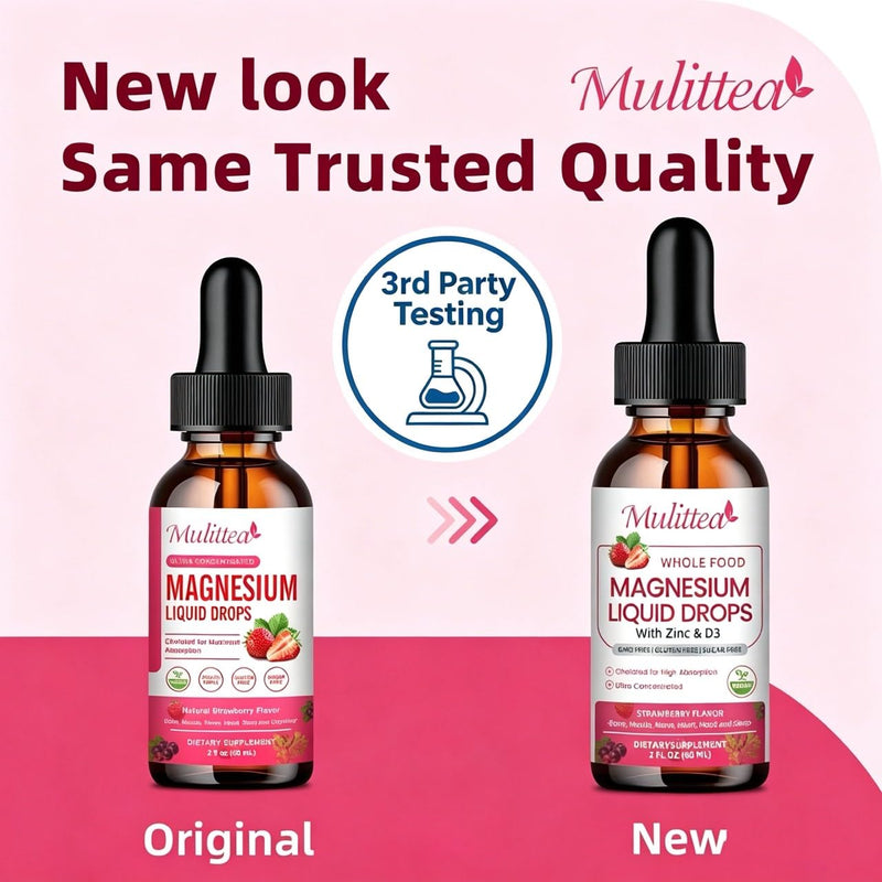 Magnesium Glycinate Liquid, High Potency Magnesium Glycinate & Whole Food Nutrition, Sugar Free Vegan Non-GMO Complex Supplement Promotes Nerv,Relaxation,Muscle,Sleep Support* 2 Fl Oz (Pack of 2)