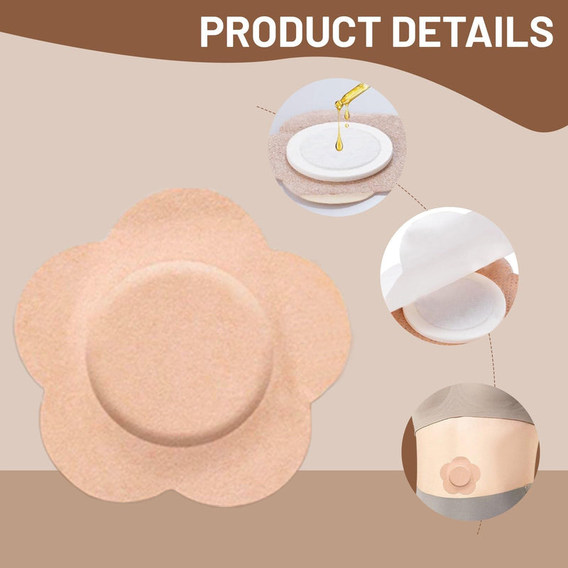 50 PCS Castor Oil Patches, Castor Oil Belly Button Patch, Disposable Organic Cotton Self-Adhesive Pads, Anti Leakage Design, Breathable & Portable, No Wash (Flowers, Beige) - BeesActive Australia