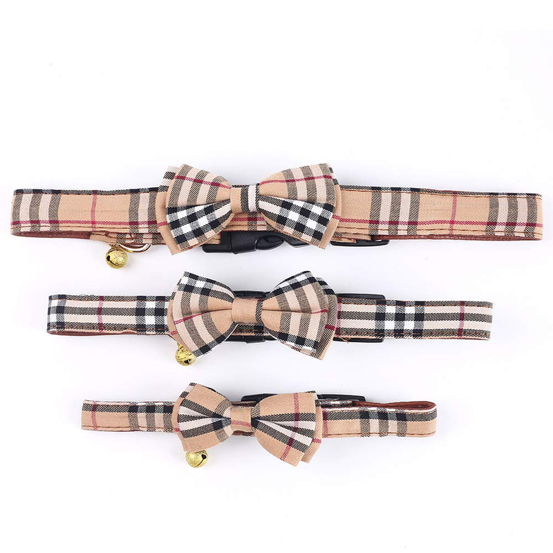 SuperBuddy Dog Collar, Adjustable Dog Collar with Bowtie, Pet Collar for Dog Soft Bowtie Dog Collars for Small Medium Large Pet S Beige - BeesActive Australia