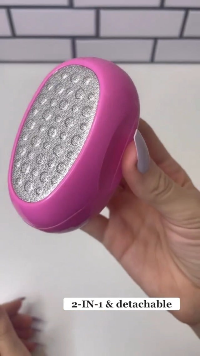 RED by Kiss Stainless Steel Ped Egg Foot File 2 in-1 Callus Remover for Dry and Wet Feet, Smooth Rough Skin, Include 2 Grit (Soft & Hard), Washable Foot Scrubber for Cracked Heels