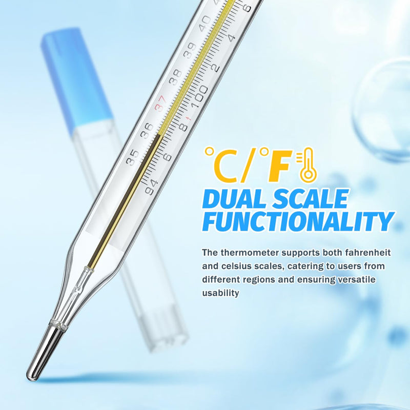 Ipetboom 12pcs Glass Temperature Measurement for Adults - Dual Scale General Use Temperatures Testing Tools Accurate Measurement for Families Home - Flat Design