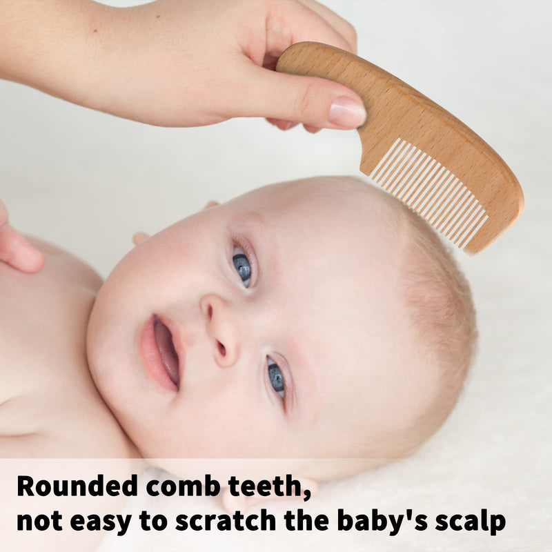 Wooden Natural Goat Bristle Brush and Cradle Cap Comb Set - 5 in 1 Baby Grooming Kit for Newborns, Toddlers, Boys, and Girls (Blue) 5 Brush and Comb Set Wood+Blue+Blue - BeesActive Australia