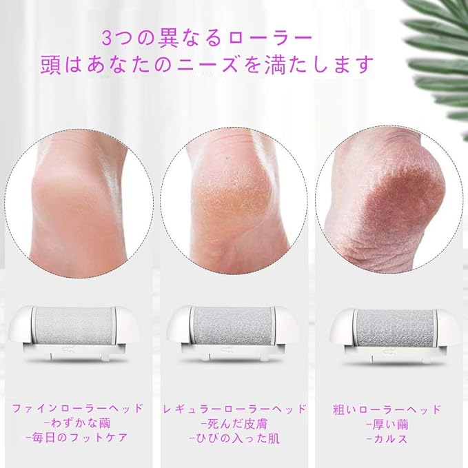Heel Exfoliating Electric Exfoliating Remover Washable for Dry and Wet Feet, LED Display, Fish Eye, Exfoliation, Foot File, Keratin Clear, Pink, PSE Certified, 2 Pieces, Nail File (Pink) - BeesActive Australia