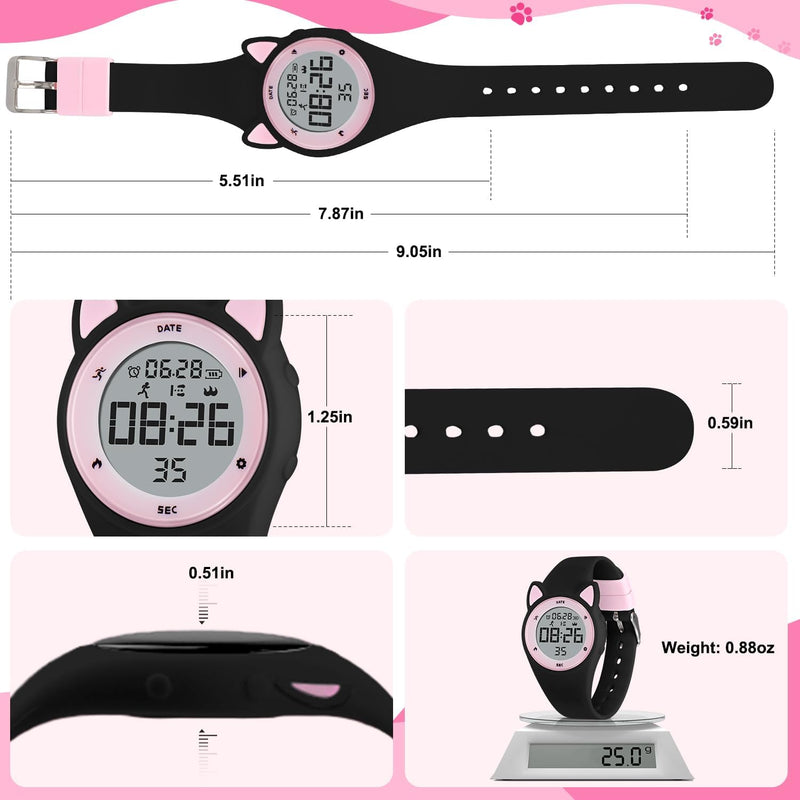 BEN NEVIS Kids Watch, Digital Watch for Boys Girls, Sport Watch with Fitness Tracker, Alarm Clock, Stopwatch, No App and Waterproof, Watch for Kids Ages 5-12 003-BlackPink