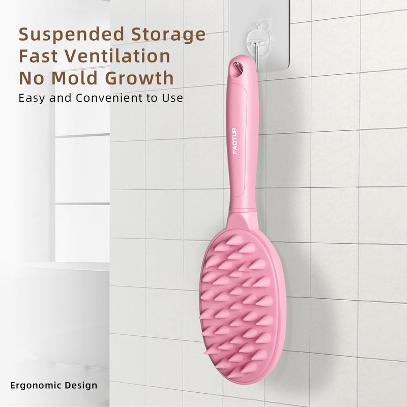 Pet Silicone Shampoo Brush for Long & Short Hair Dogs Cats, Shower Wash Curry Massage Brush PINK - BeesActive Australia