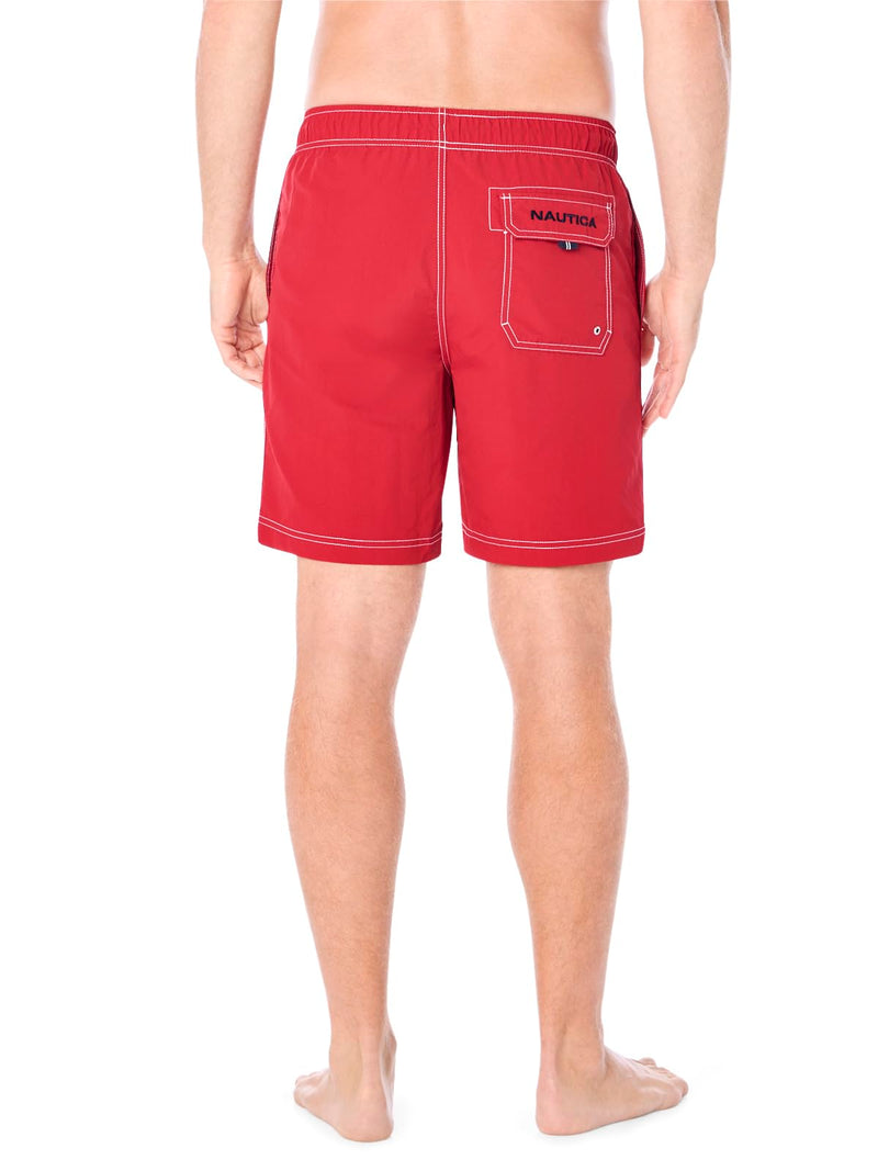 Nautica Men's Solid Quick Dry Classic Logo Swim-Trunk Standard X-Large Nautica Red - BeesActive Australia