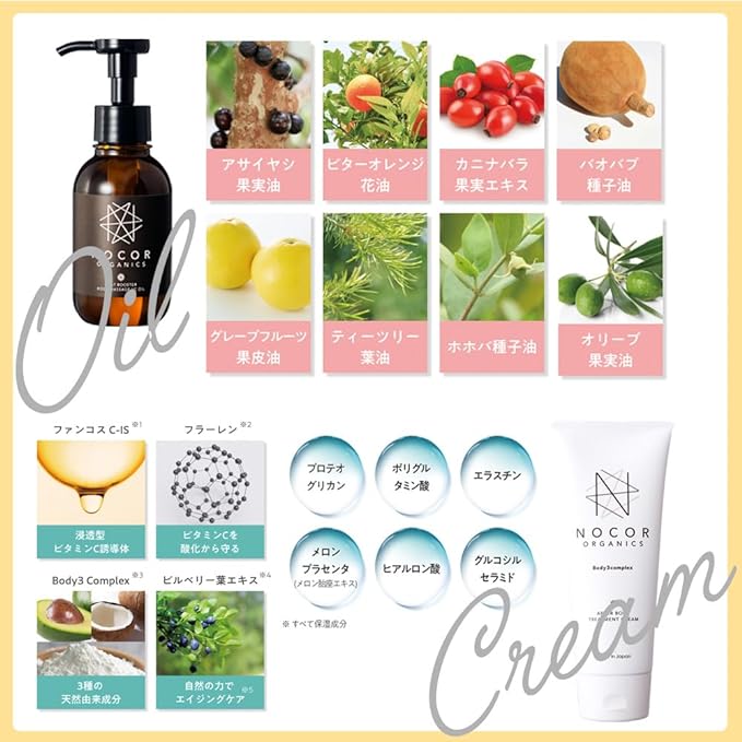 NOCOR After Body Treatment Cream 5.3 oz (150 g) & Heat Booster, Body Massage, VC Oil, 3.4 fl oz (100 ml) (1 Cream + 1 Oil) [Pregnancy/Growth Cream, Postpartum Care, Present] - BeesActive Australia
