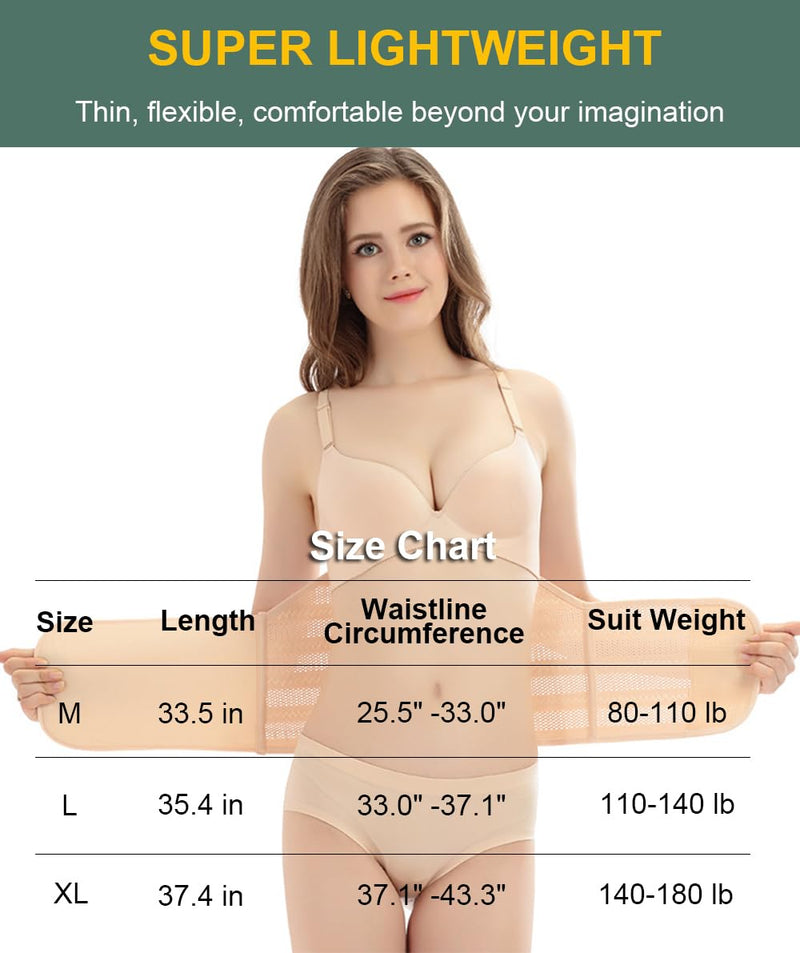 Belly Band Postpartum Belly Wrap, Breathable Abdominal Binder Post Surgery, Adjustable Waist Trainer for Women Lower Belly Fat, C Section Abdominal Binder Hernia Belt Back Support Belt for Women (Large) Large