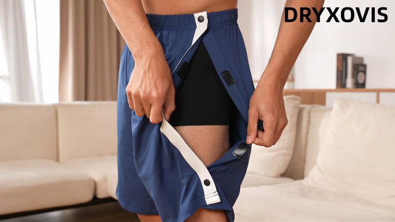 Men's Tear Away Hip/Knee Surgery Shorts X-Large Grey+white