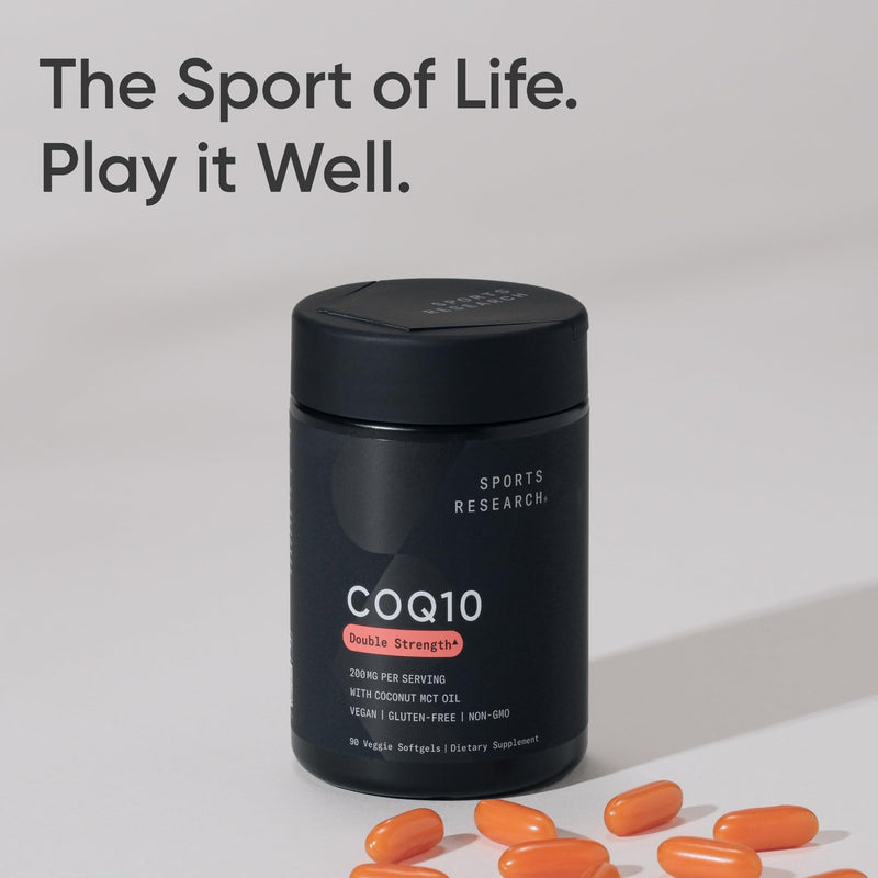 Sports Research® CoQ10 200mg, 90 Count Plantgels™ | Formulated w/Coconut Oil for Better Absorption · Supports Cardiovascular Function* · Vegan Certified, Non-GMO, Gluten-Free 90 Count (Pack of 1)