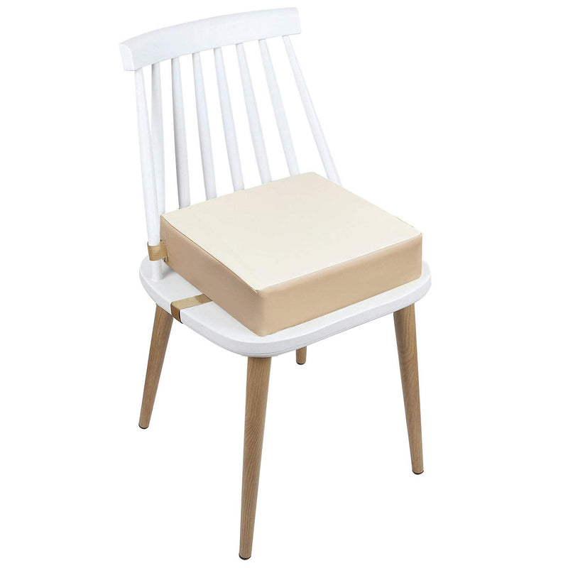 Toddler Booster Seat Dining, Washable 2 Straps Safety Buckle Kids Booster Seat for Dining Table, Portable Travel Increasing Cushion (Beige-PU) PU-beige - BeesActive Australia