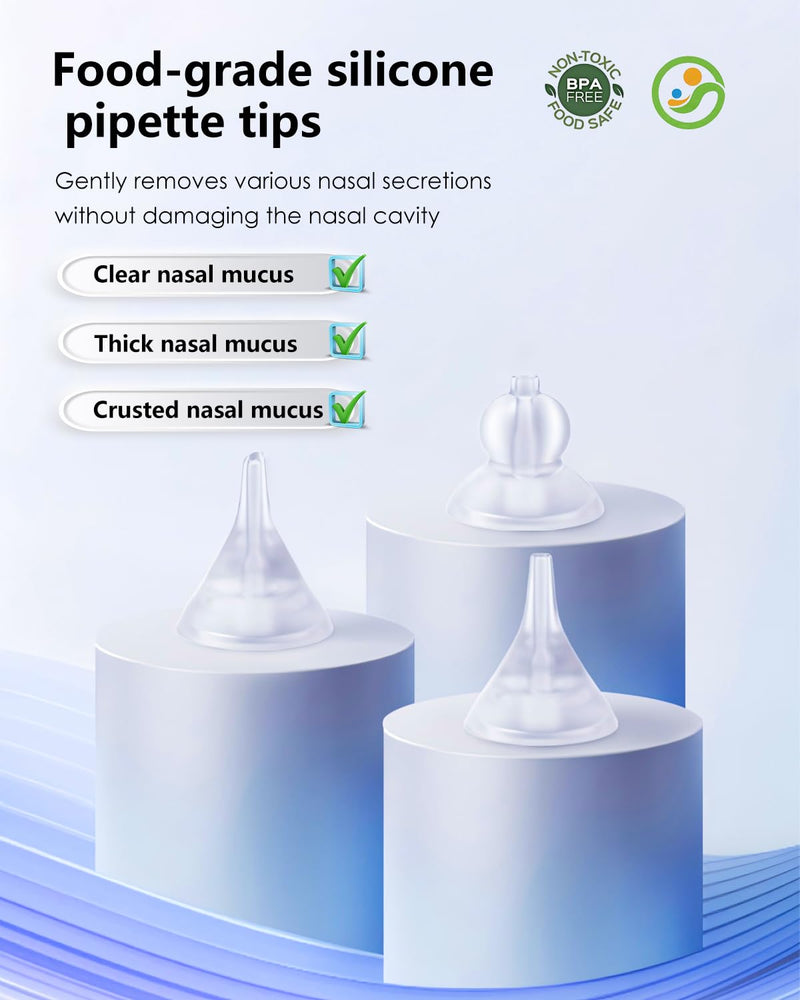 Nasal Aspirator for Baby,Baby Nose Sucker,Electric Nasal Aspirator for Baby,for Relieving Nasal Congestion,Nose Cleaner with 3 Silicone Tips,Adjustable Suction Level,Music and Light Soothing Function - BeesActive Australia