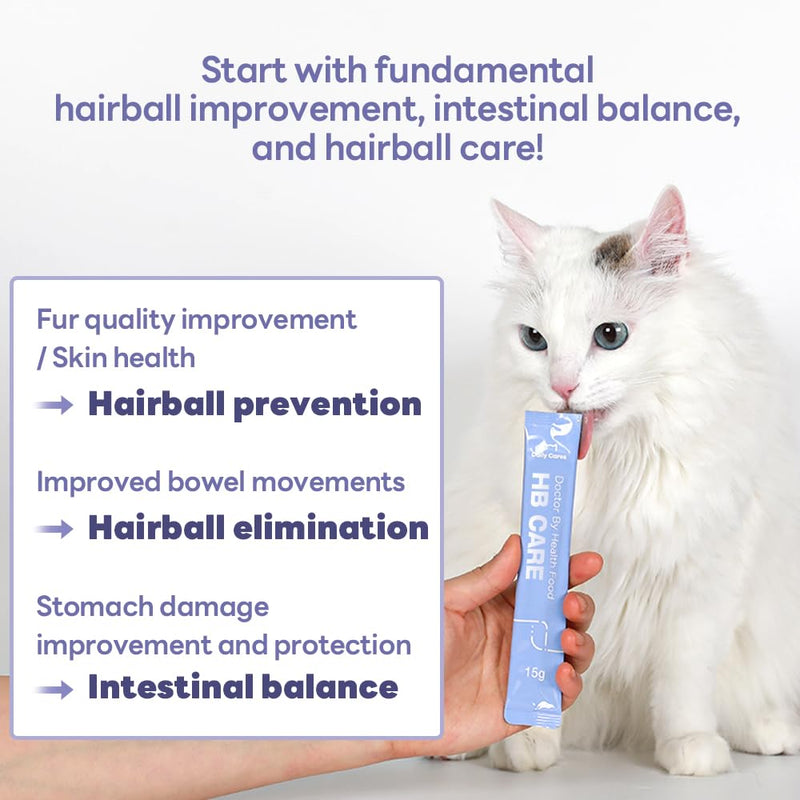 Dr.by HB Care Hairball Supplement for Cats– Korean Made Hairball Relief Furball Control Remedy & Digestive Support Supplements with Omega-3, Chitosan-30 Individuallly Packaged (1 Pack, 30 Count) - BeesActive Australia