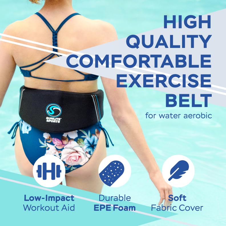 Sunlite Sports AquaFitness Deluxe Flotation Swimming Belt - Water Aerobics Equipment for Pool, Low-Impact Workout Performance Deluxe with Buckle - BeesActive Australia
