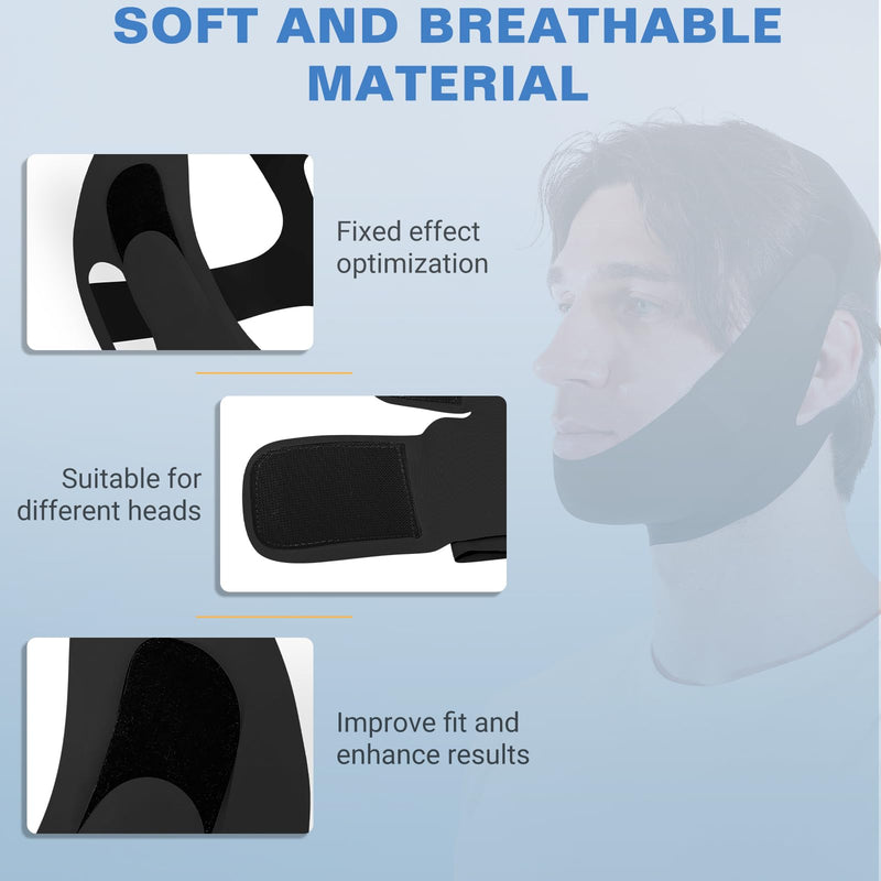 NOIKO Anti Snoring Chin Strap Adjustable, High Elasticity Traceless Chin Strap for Sleeping, Effective Anti Snoring Device, Snore Stopper Breathable and Durable for Adult 1 Black M