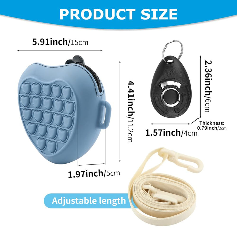 Silicone Dog Treat Pouch for Pet Training Dog Training Treat Pouch with Training Clicker Treat Bag Fanny Pack with Waist Belt for Pet Training Walking (Blue) Blue - BeesActive Australia