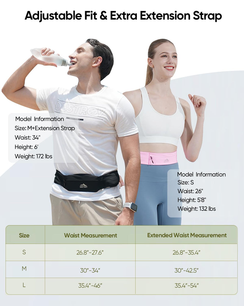 Running Belt with 400ml Water Bottle, Adjustable Running Fanny Pack with Phone Holder and Gym Towel, Waterproof Belt Bag for Women Men for Jogging Hiking Marathon (Black, M/L) - BeesActive Australia