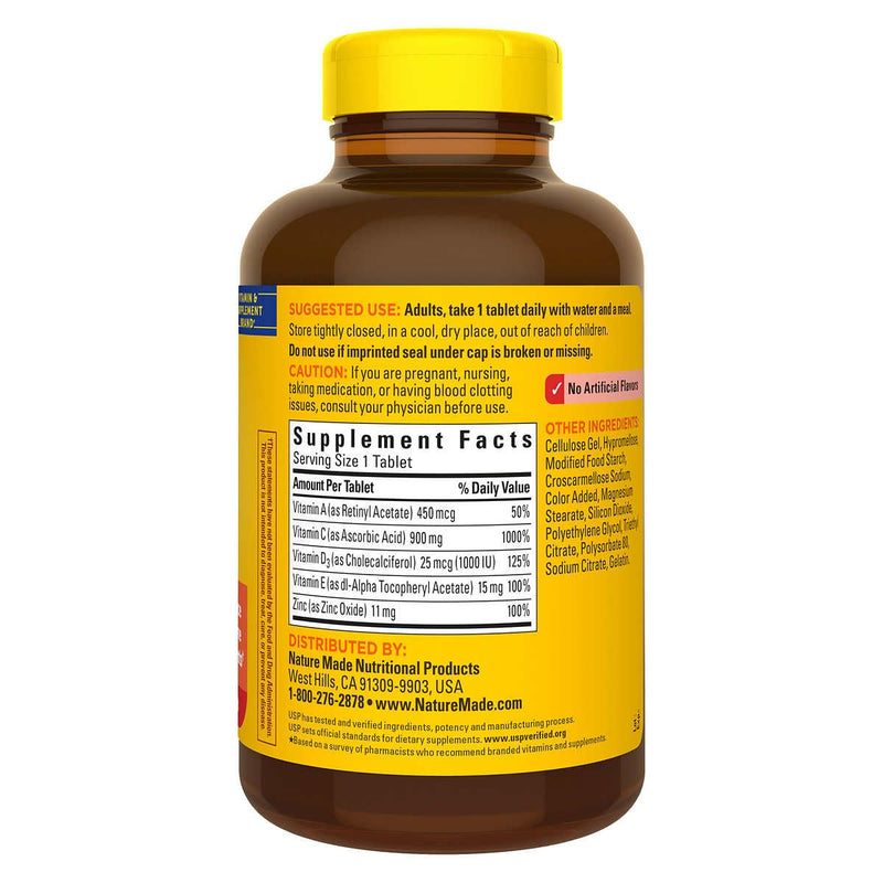 Nature Made Super C with Vitamin D3 and Zinc, 200 Tablets Bundle with a Pill Oragnizer (2 Items)