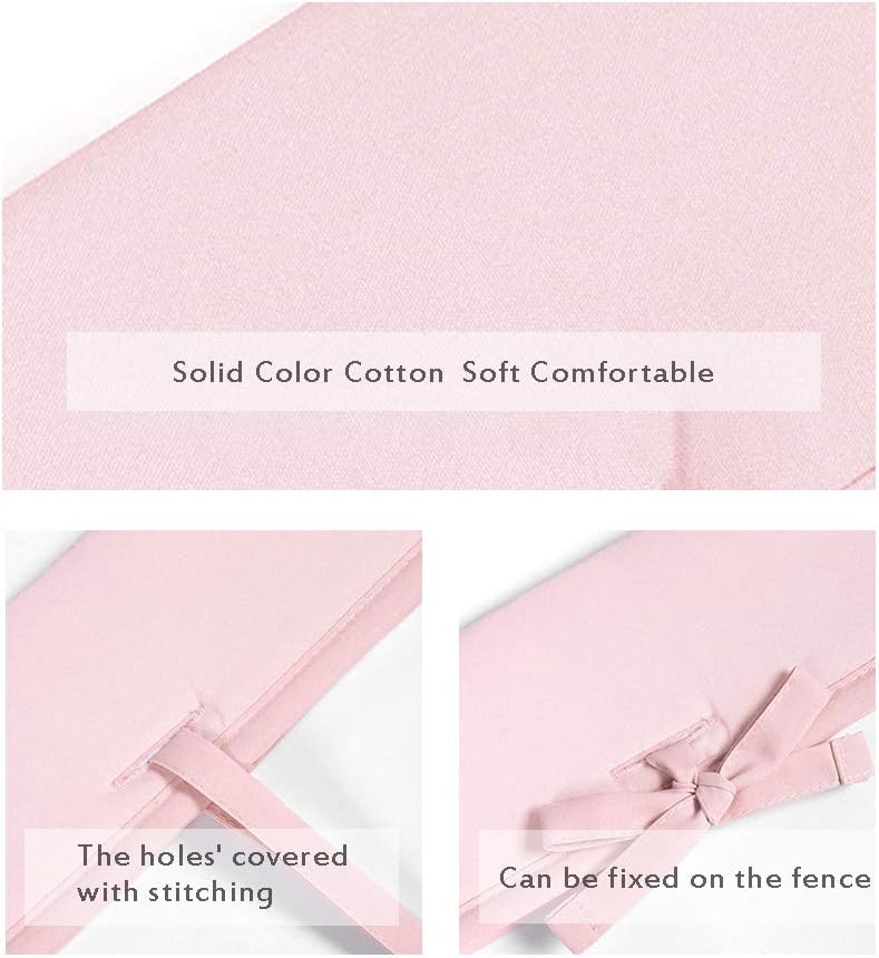 Pink/White Reversible Crib Rail Covers, Three-Layers of Thickened Material to Protect Baby's Teeth, Soft Anti-Collision Crib Teething Rail Cover, Strip Corner Baby Bed Chewing Guard Rail, 3-PCS Pink/White - BeesActive Australia