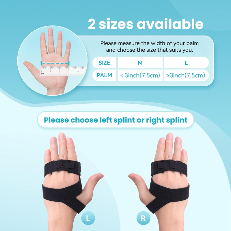 DrFinger Finger Ulnar Deviation Splint Brace, Finger Joint Deviation Orthopedic Corrector With Metal Bracket-Black-(Left-M) Black Left-M