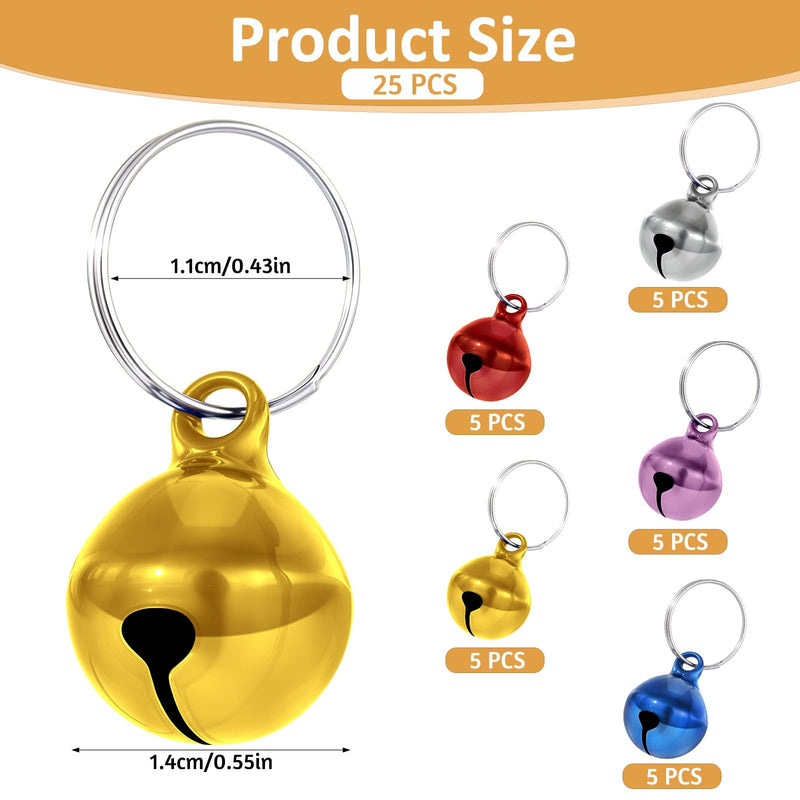 25 Pcs Colorful Pet Bells with Loud Crisp Sound, Cat Bells and Doag Collar Bells with Keyring, Anti-Lost Training Bells, Training Jingle Bell Collar Pendant, Charm Pet Pendant Accessories - BeesActive Australia