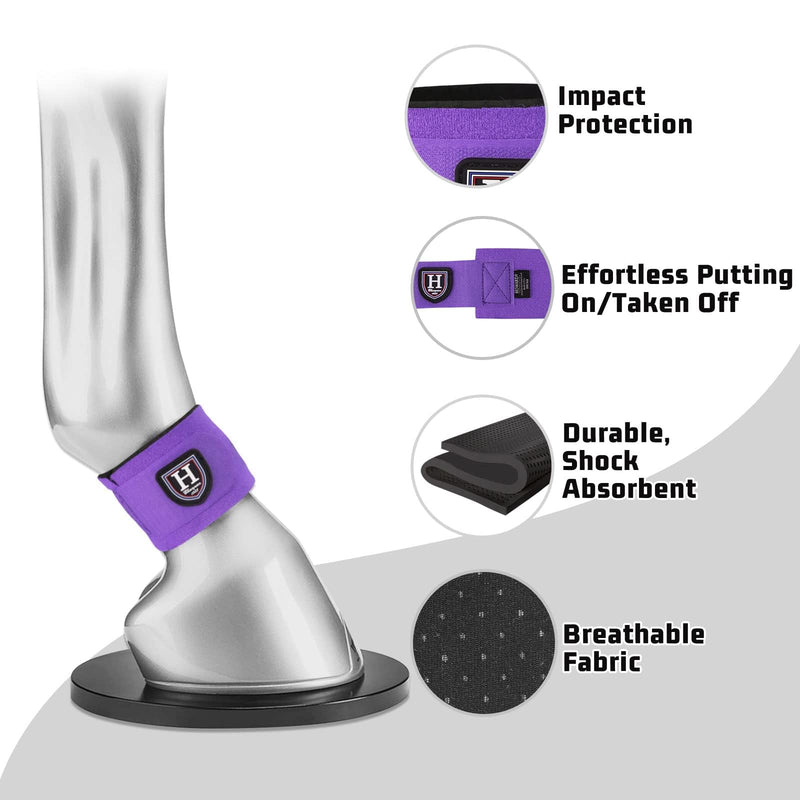 Harrison Howard Durable Shock-Absorbent Breathable Impact Protection Pastern Wraps for Horse Sold in Pairs-Purple Purple - BeesActive Australia