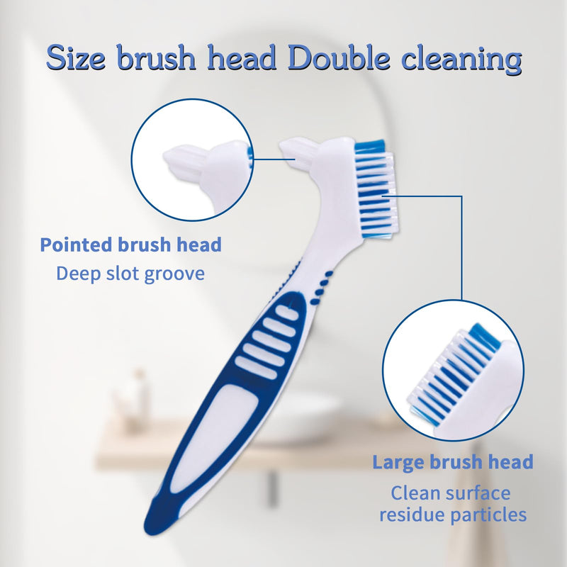 Denture Brush, 2 Pcs False Teeth Toothbrush with White Carrying Case, Multi-Tiered Bristles with Comfort Grip Handle for Effective Denture Cleaning - BeesActive Australia