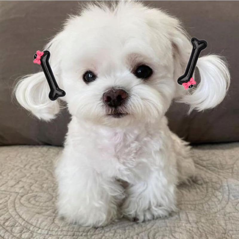 Dog Hair Bows,20 Pack Dog Hair Clips Cute Bone Bow Shaped Snap Dog Hair Bows Pet Hair Barrettes White Black Small Snap Hair Clips Animal Hair Clips Dog Accessories for Pet - BeesActive Australia