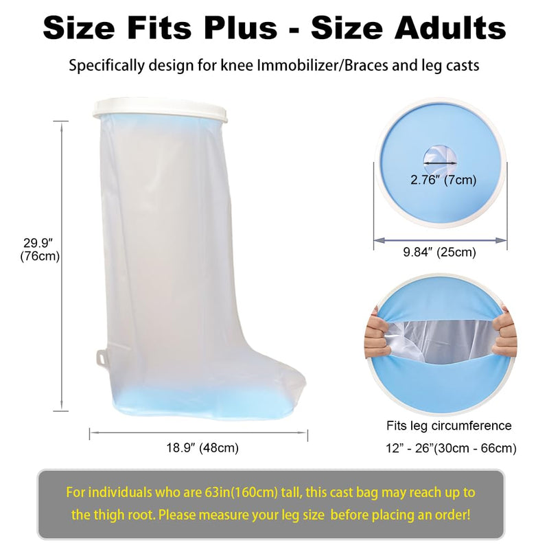 Non-Slip Waterproof Extra Wide Leg Cast Cover for Shower - Protector for Surgery Wounds, Bandage, Large Cast, Knee Immobilizer/Brace, Walking Boots (30 in. Long) Long-Wide-Leg