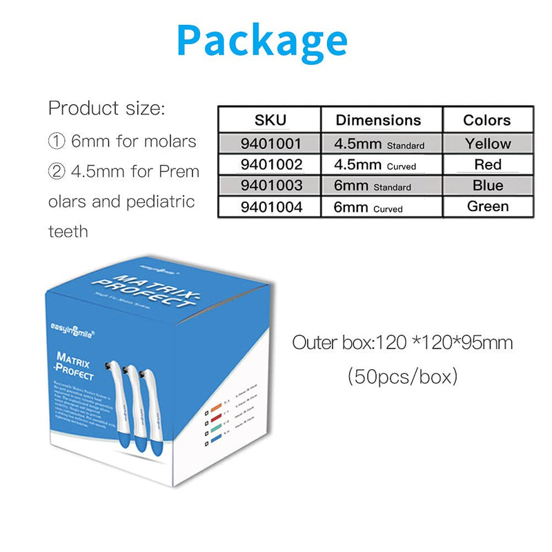 Dental Matrix Band, 50pcs Momar Restoration Matrix-Profecto Sectional Matrix Ring System Adjust (6MM-Standard) 6MM-Standard